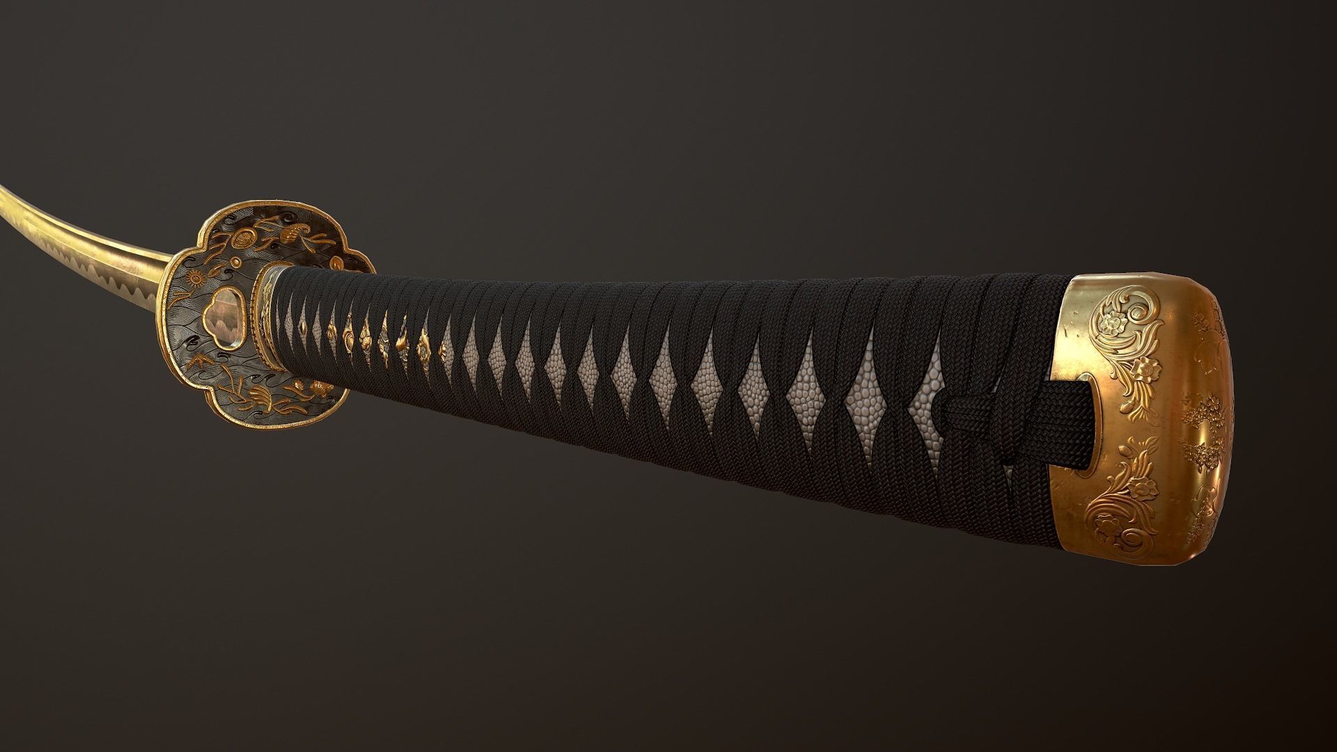 Katana Sword Low-poly 3D model_4