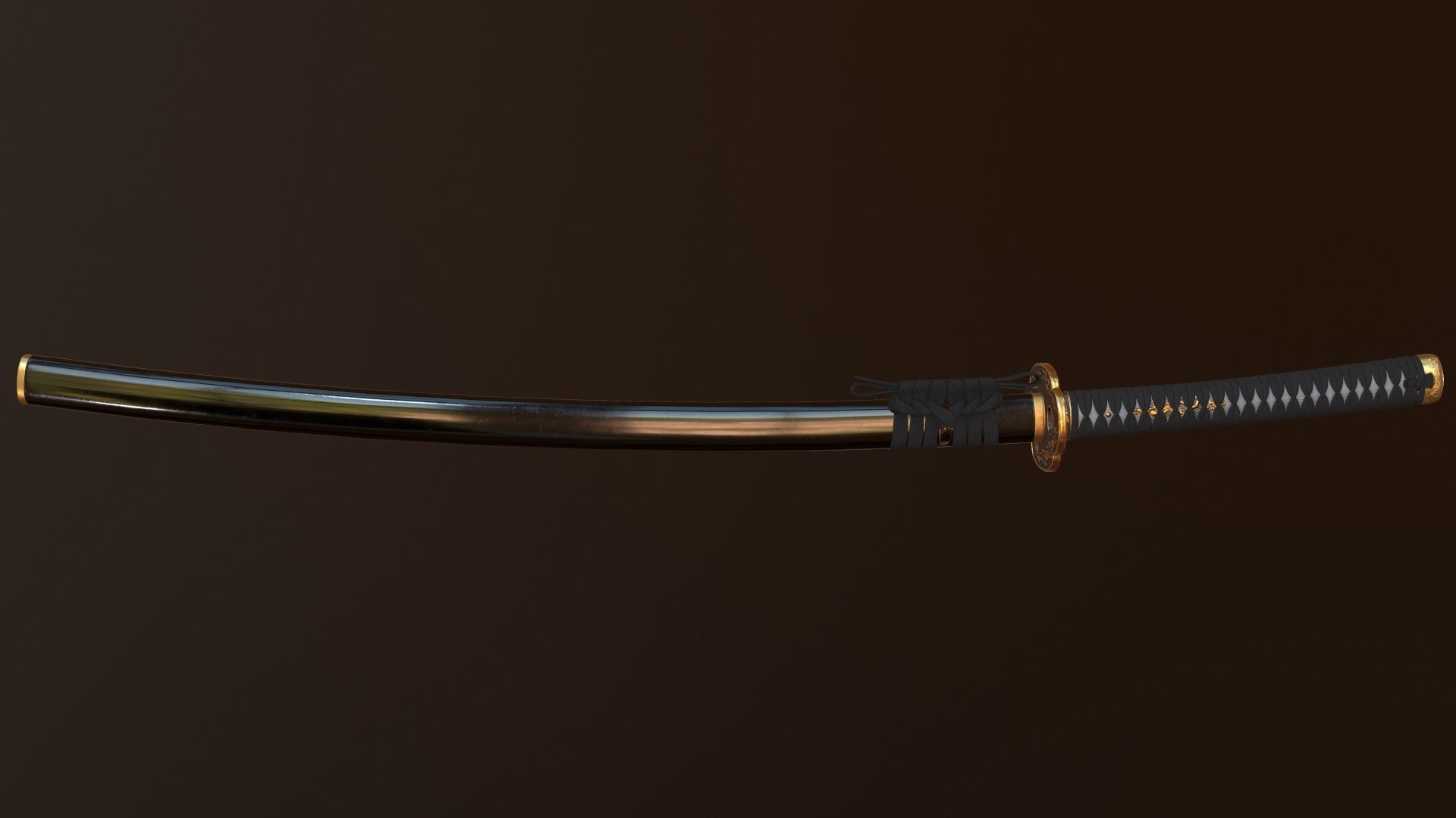 Katana Sword Low-poly 3D model_1