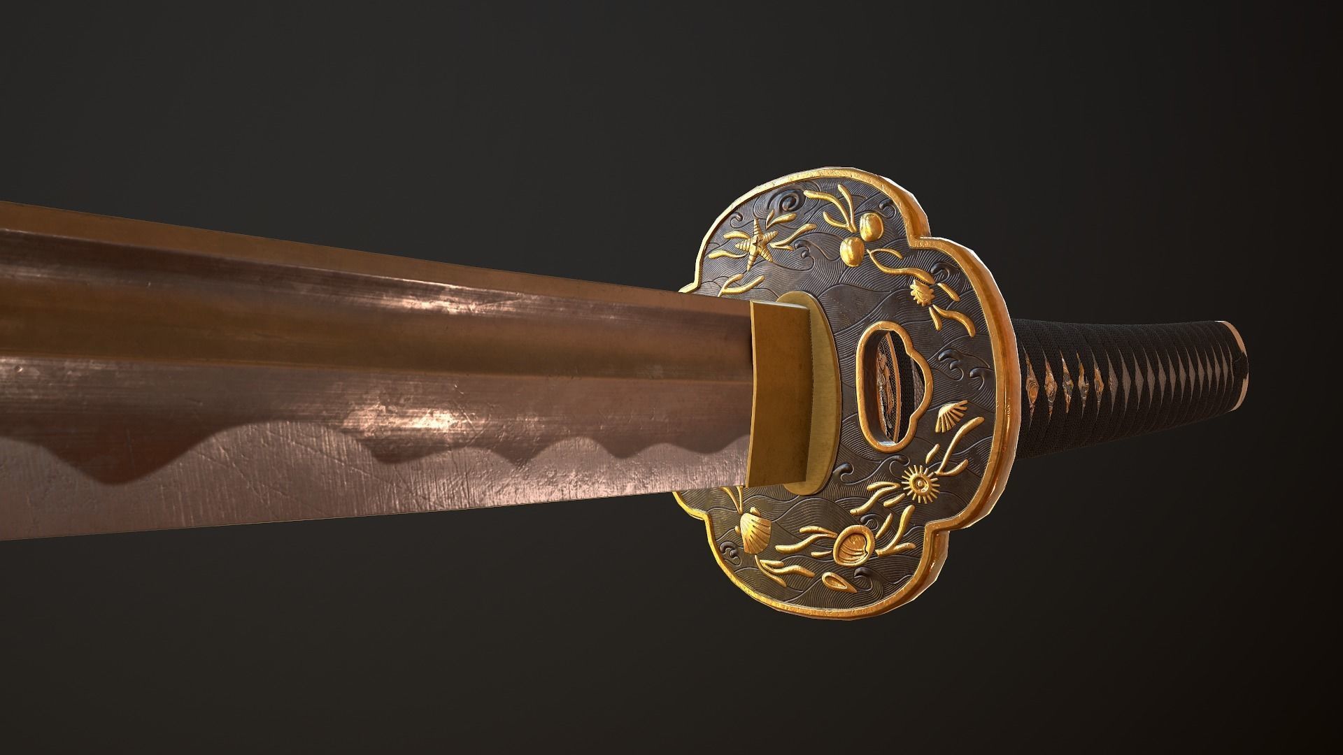 Katana Sword Low-poly 3D model_3
