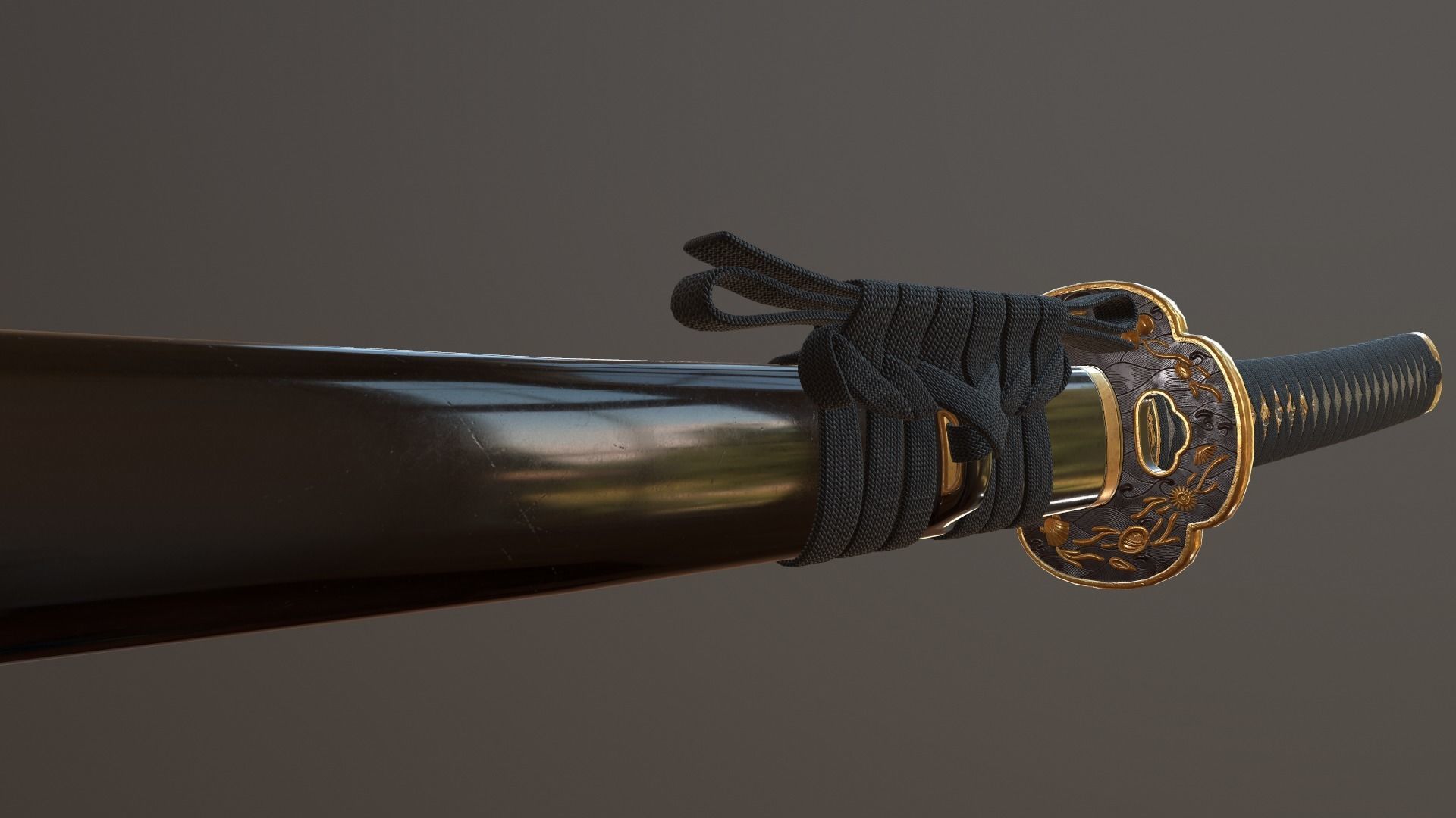 Katana Sword Low-poly 3D model_10