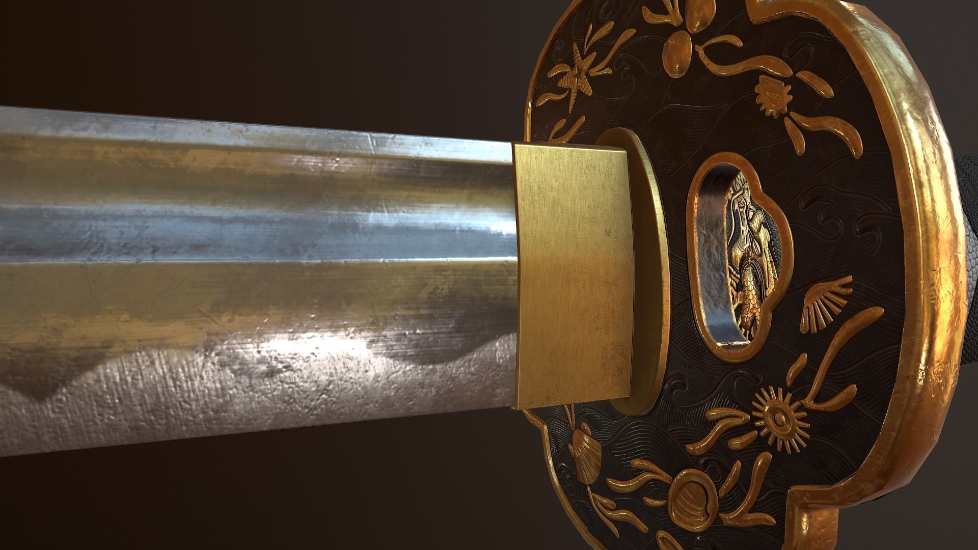 Katana Sword Low-poly 3D model_8