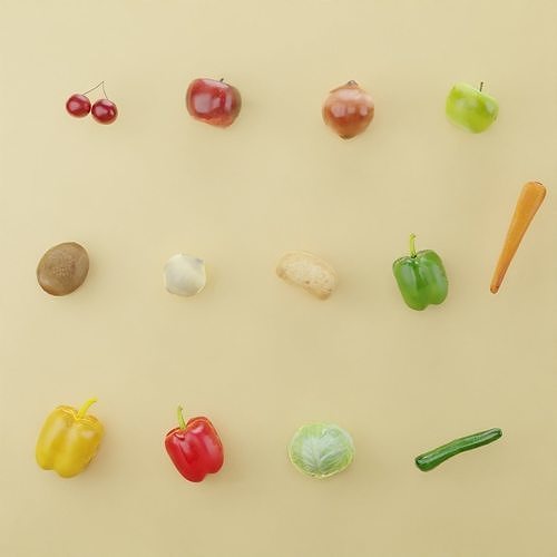 KIT OF SEVERAL FRUITS AND VEGETABLES Low-poly 3D model 2