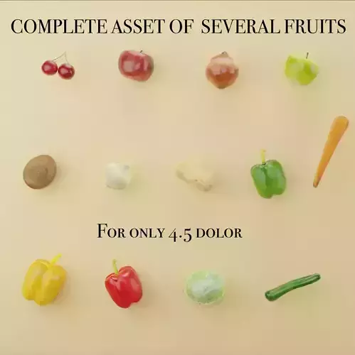 KIT OF SEVERAL FRUITS AND VEGETABLES Low-poly 3D model