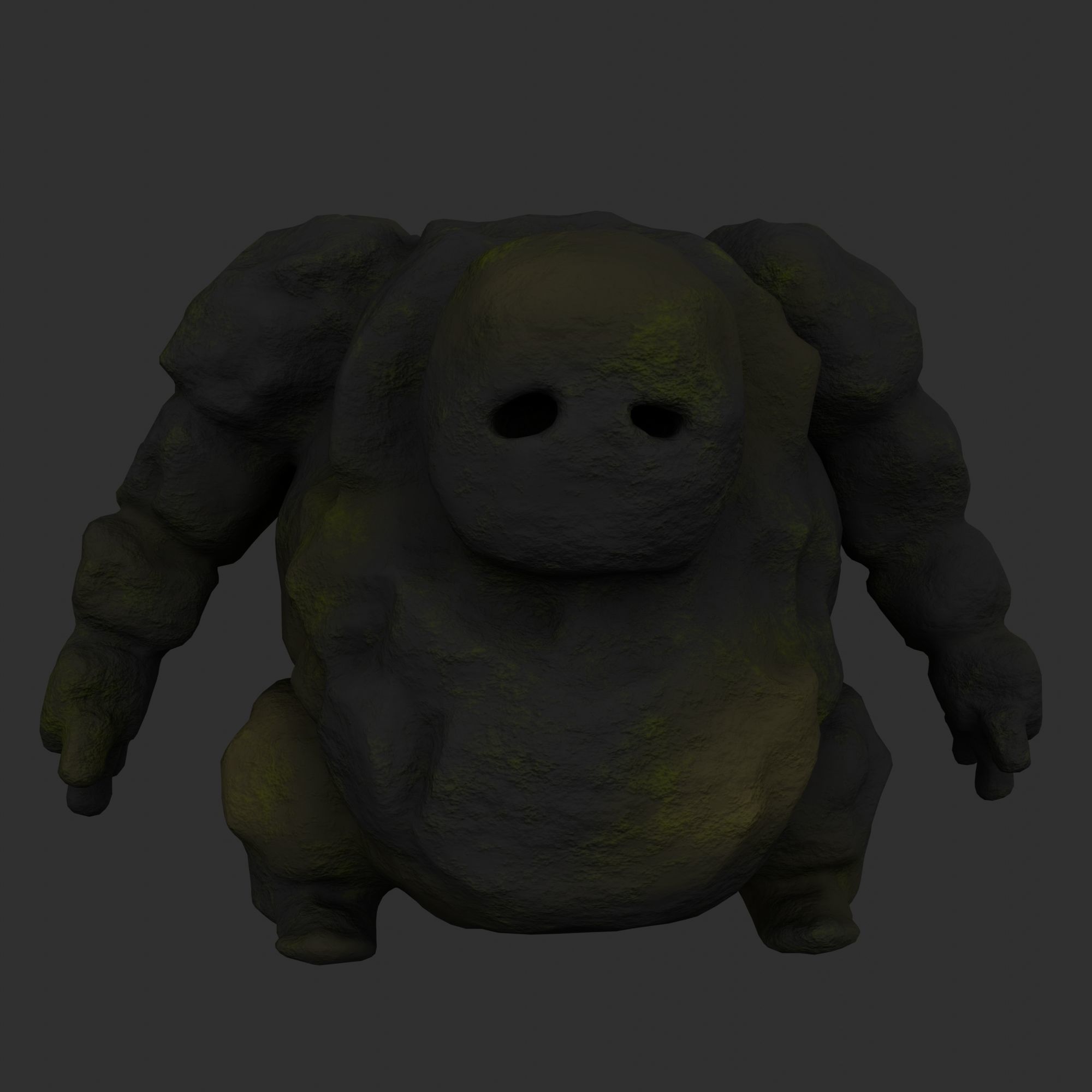 Stone Golem with Triangle Mesh Topology Low-poly 3D model_1