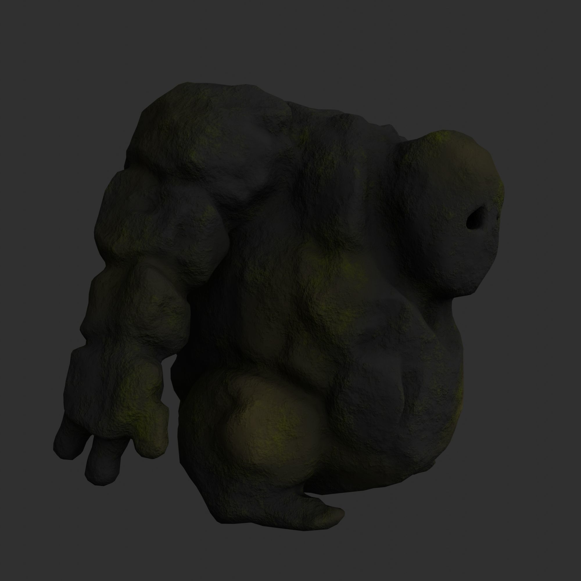 Stone Golem with Triangle Mesh Topology Low-poly 3D model_13