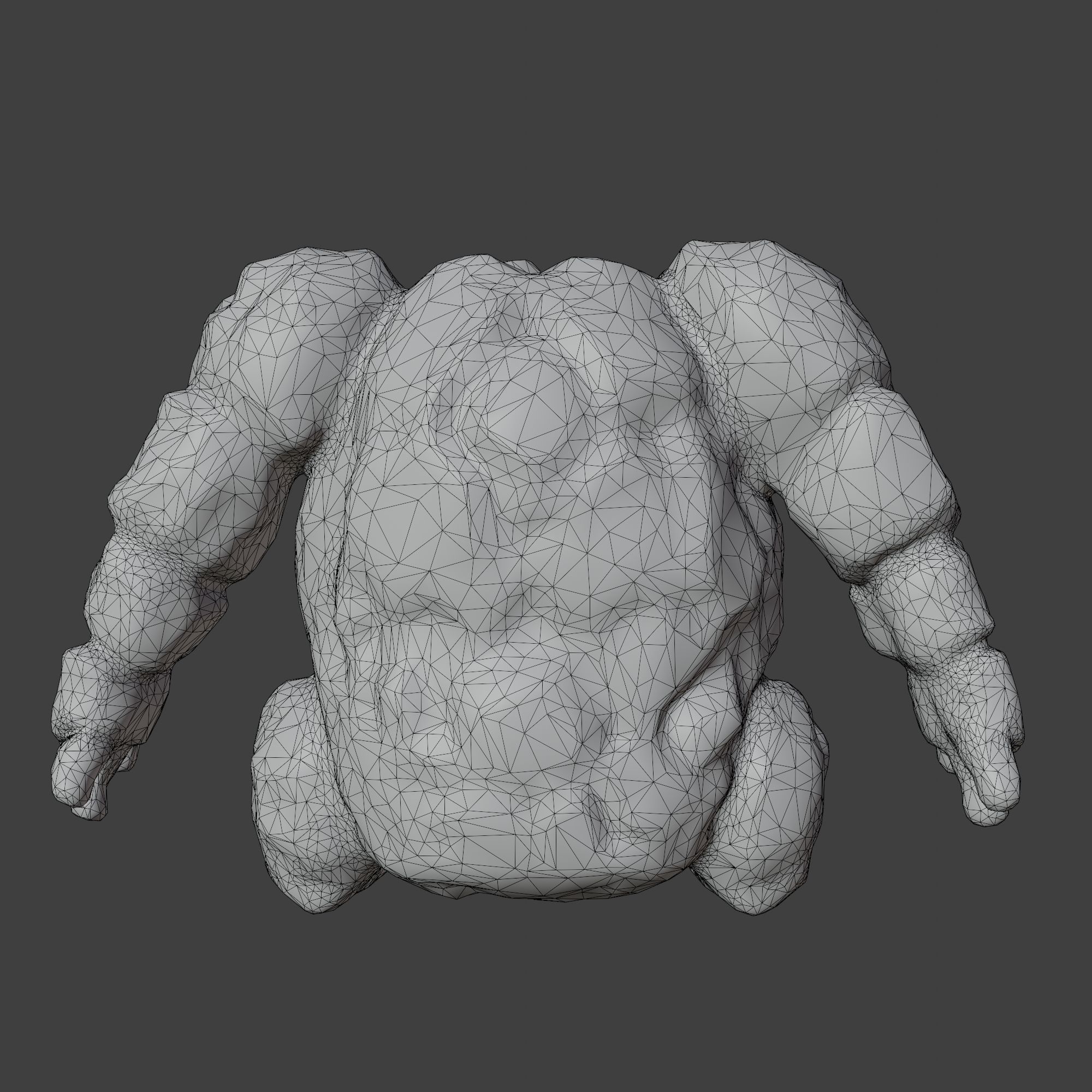 Stone Golem with Triangle Mesh Topology Low-poly 3D model_10