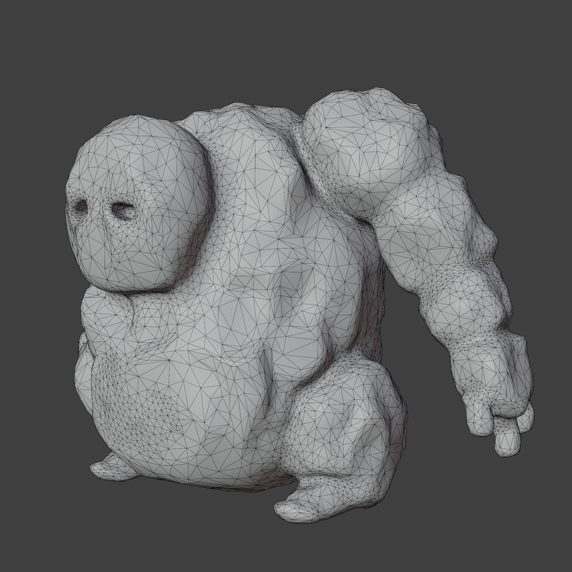 Stone Golem with Triangle Mesh Topology Low-poly 3D model_4