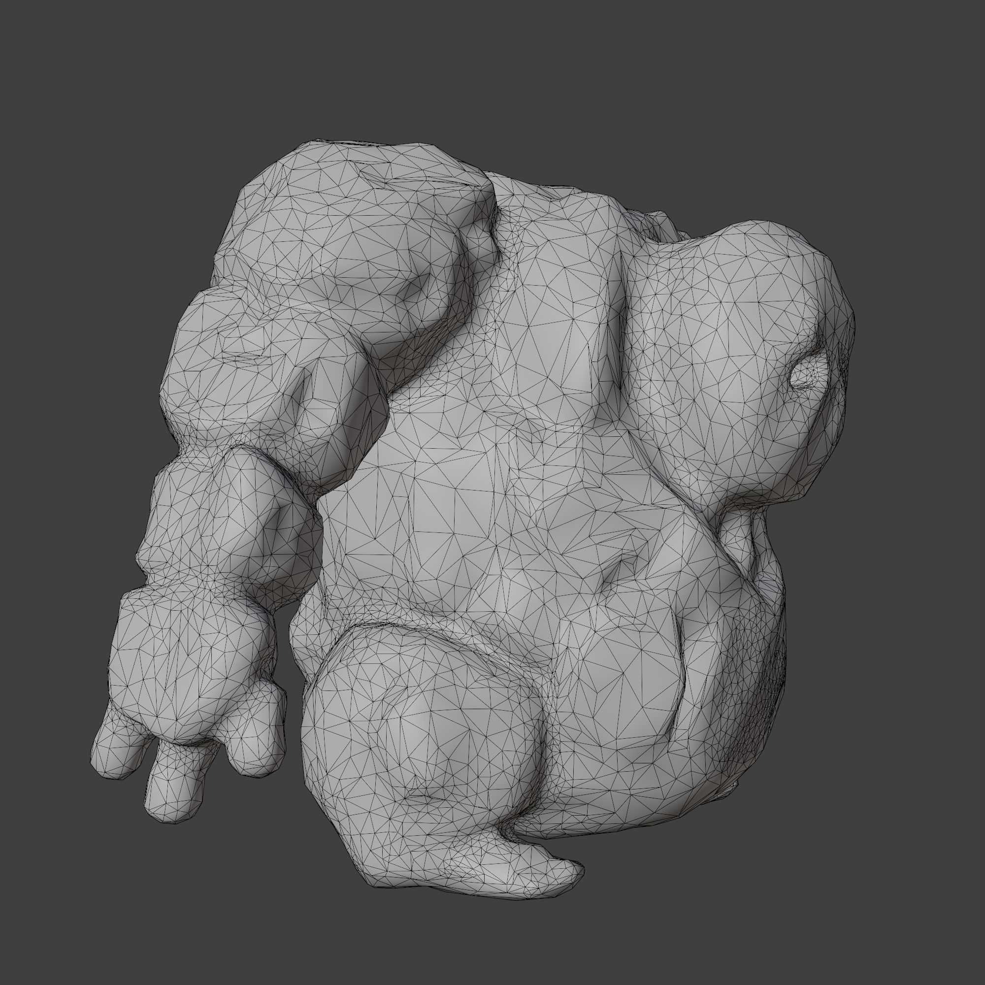 Stone Golem with Triangle Mesh Topology Low-poly 3D model_14