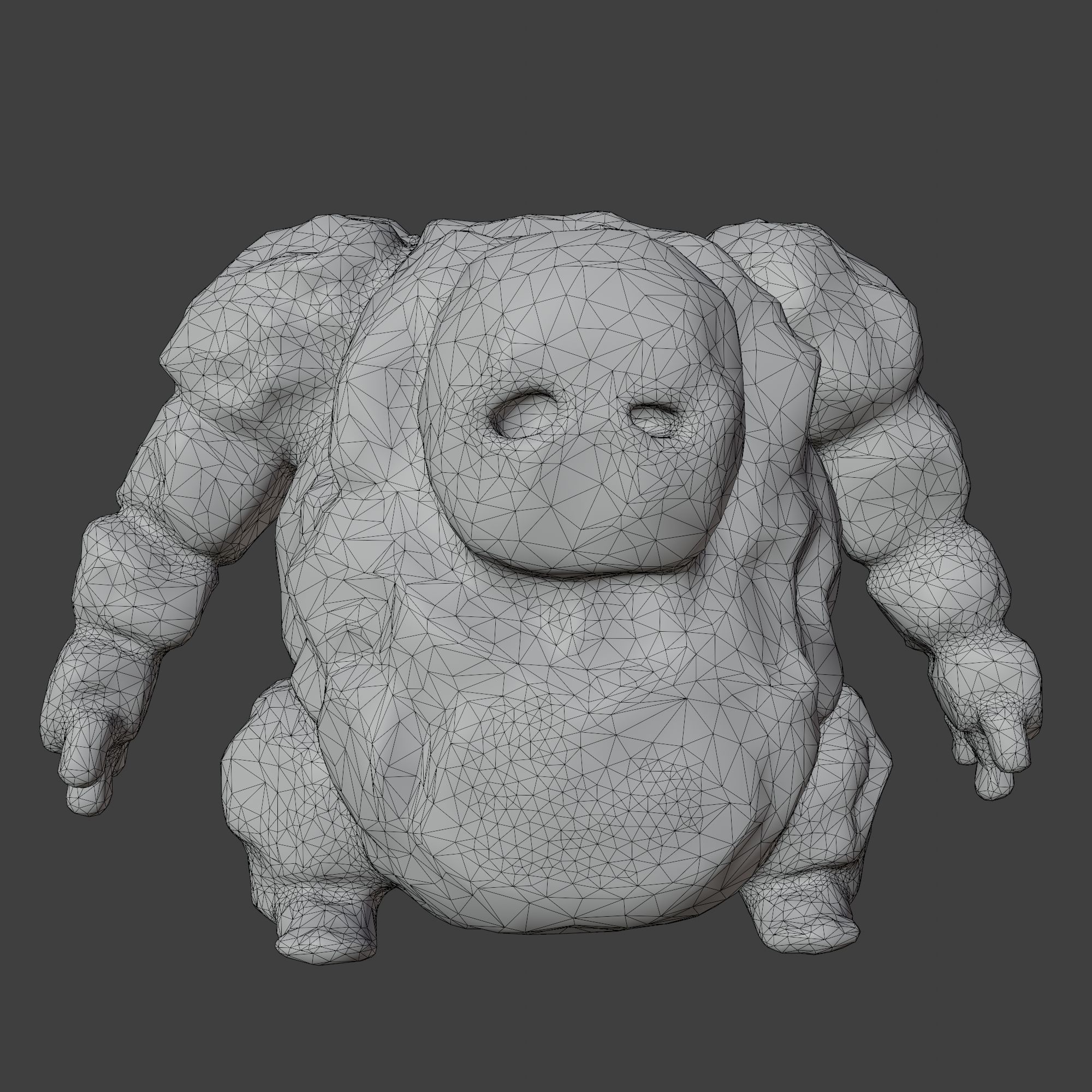 Stone Golem with Triangle Mesh Topology Low-poly 3D model_2