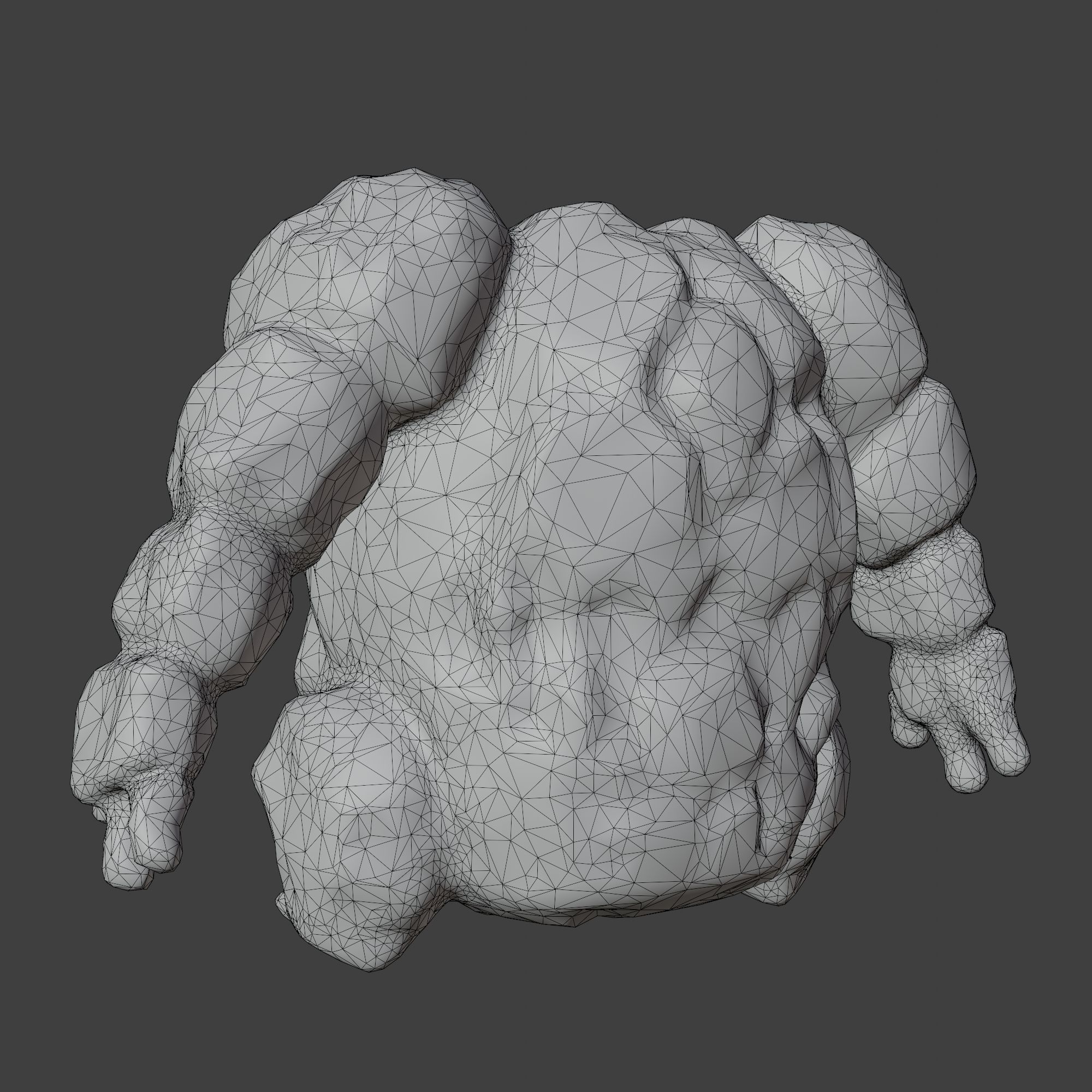 Stone Golem with Triangle Mesh Topology Low-poly 3D model_8
