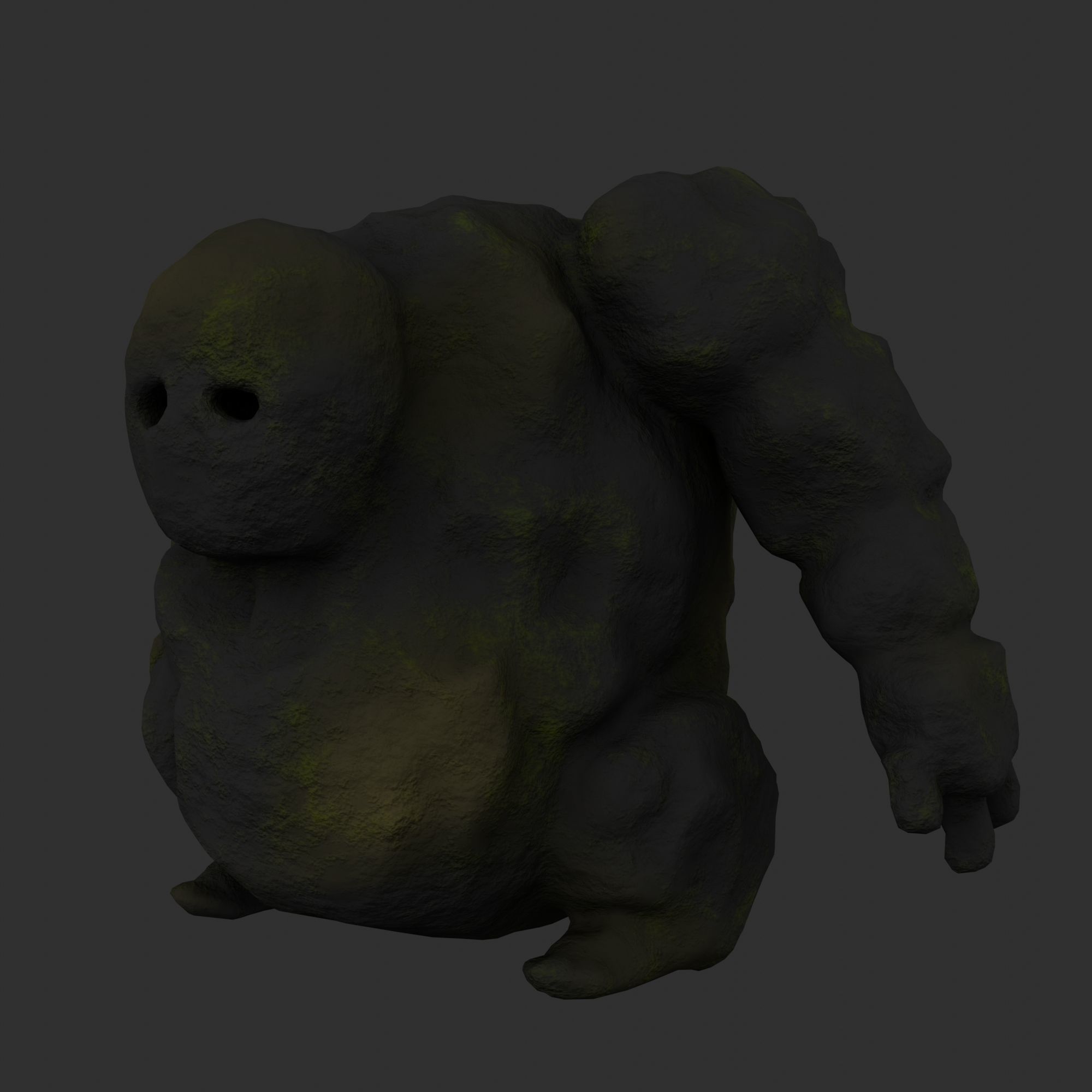 Stone Golem with Triangle Mesh Topology Low-poly 3D model_3