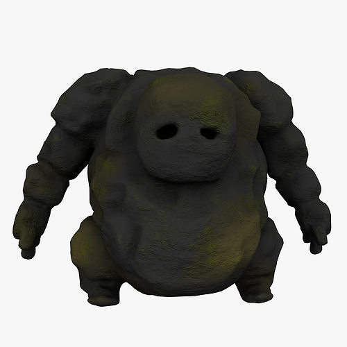 Stone Golem with Triangle Mesh Topology Low-poly 3D model