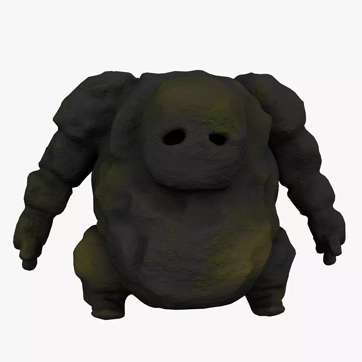 Stone Golem with Triangle Mesh Topology Low-poly 3D model_0