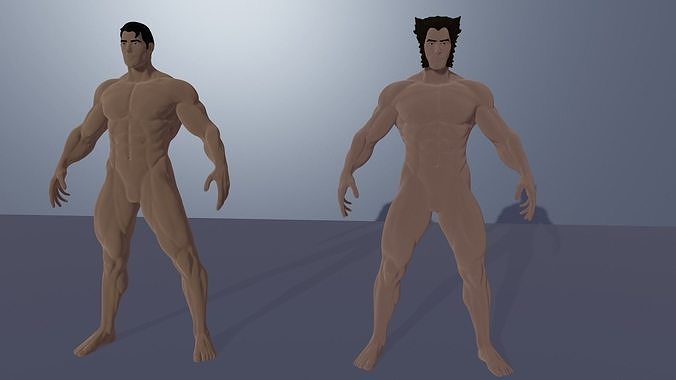 Superhero Base mesh  - High poly and low poly model Low-poly 3D model
