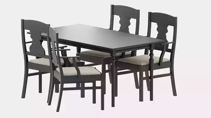 Dining Table and Chairs Black
