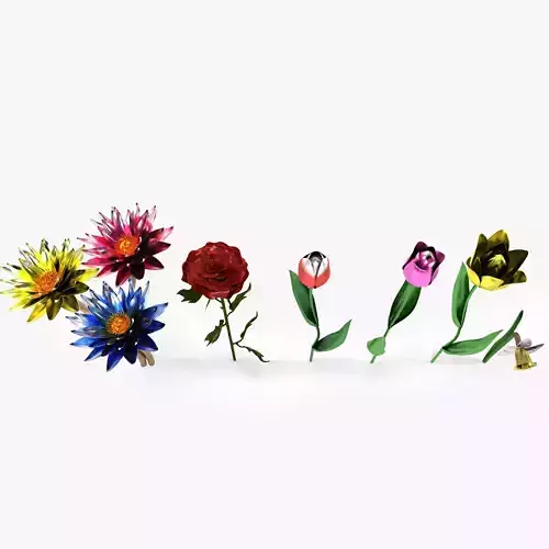 Metal flowers 3D model