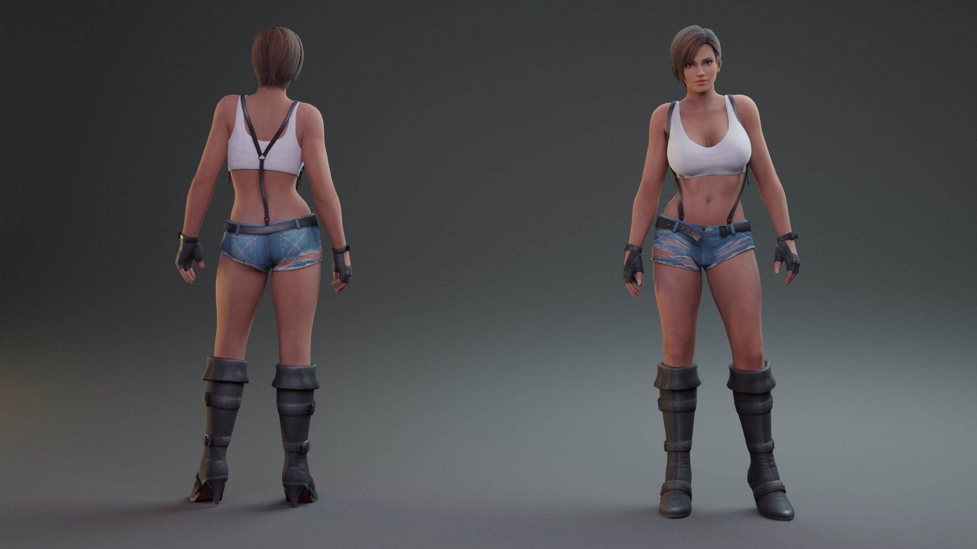 Lisa sexy lady rigged 3D model_7