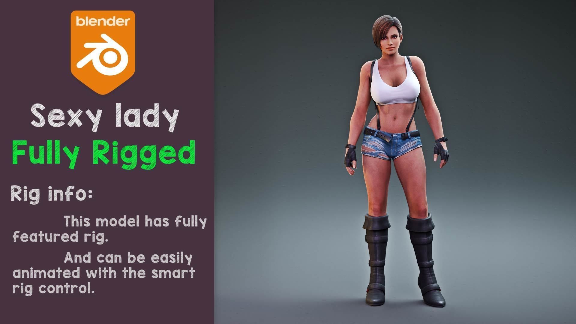 Lisa sexy lady rigged 3D model_1