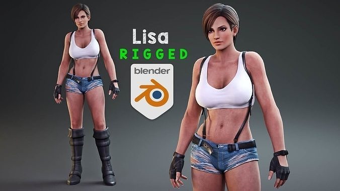 Lisa sexy lady rigged 3D model