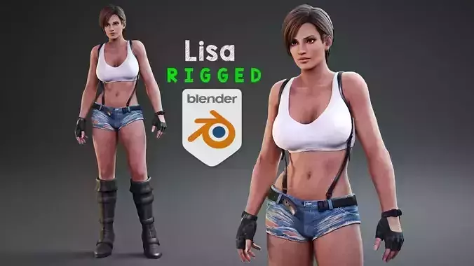 Lisa sexy lady rigged 3D model Lisa sexy lady rigged 3D model