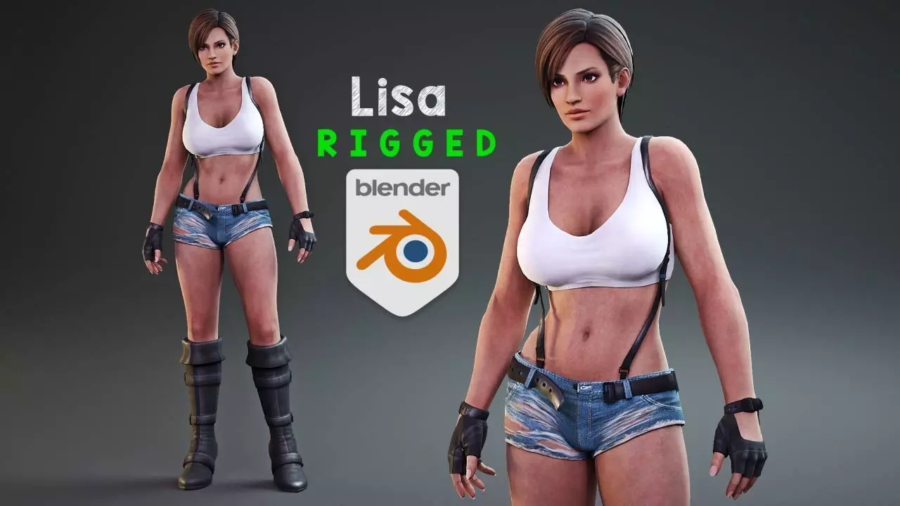 Lisa sexy lady rigged 3D model_0