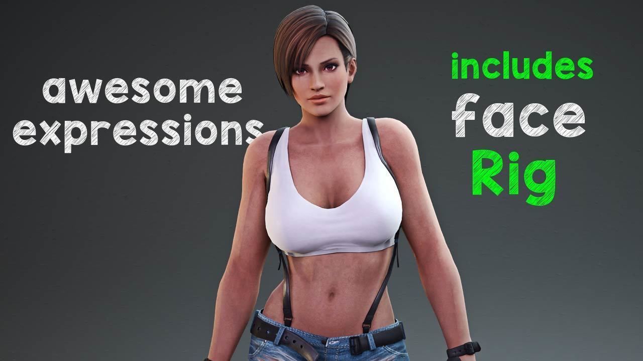 Lisa sexy lady rigged 3D model_3