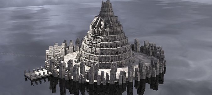 Babylon Tower Sci-Fi version with courtyard 3D model