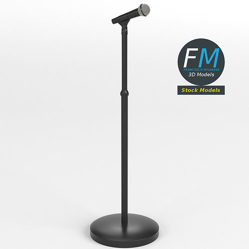 Microphone on stand with round base 3D model