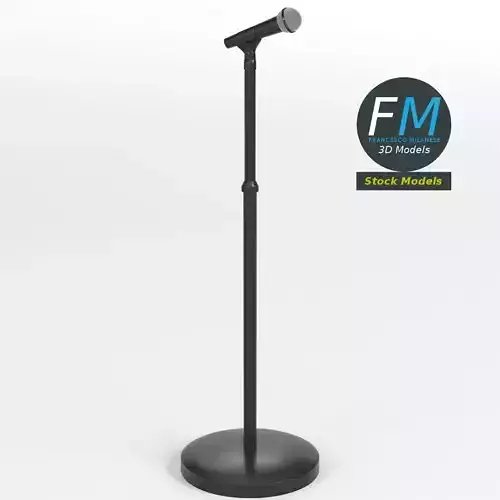 Microphone on stand with round base 3D model