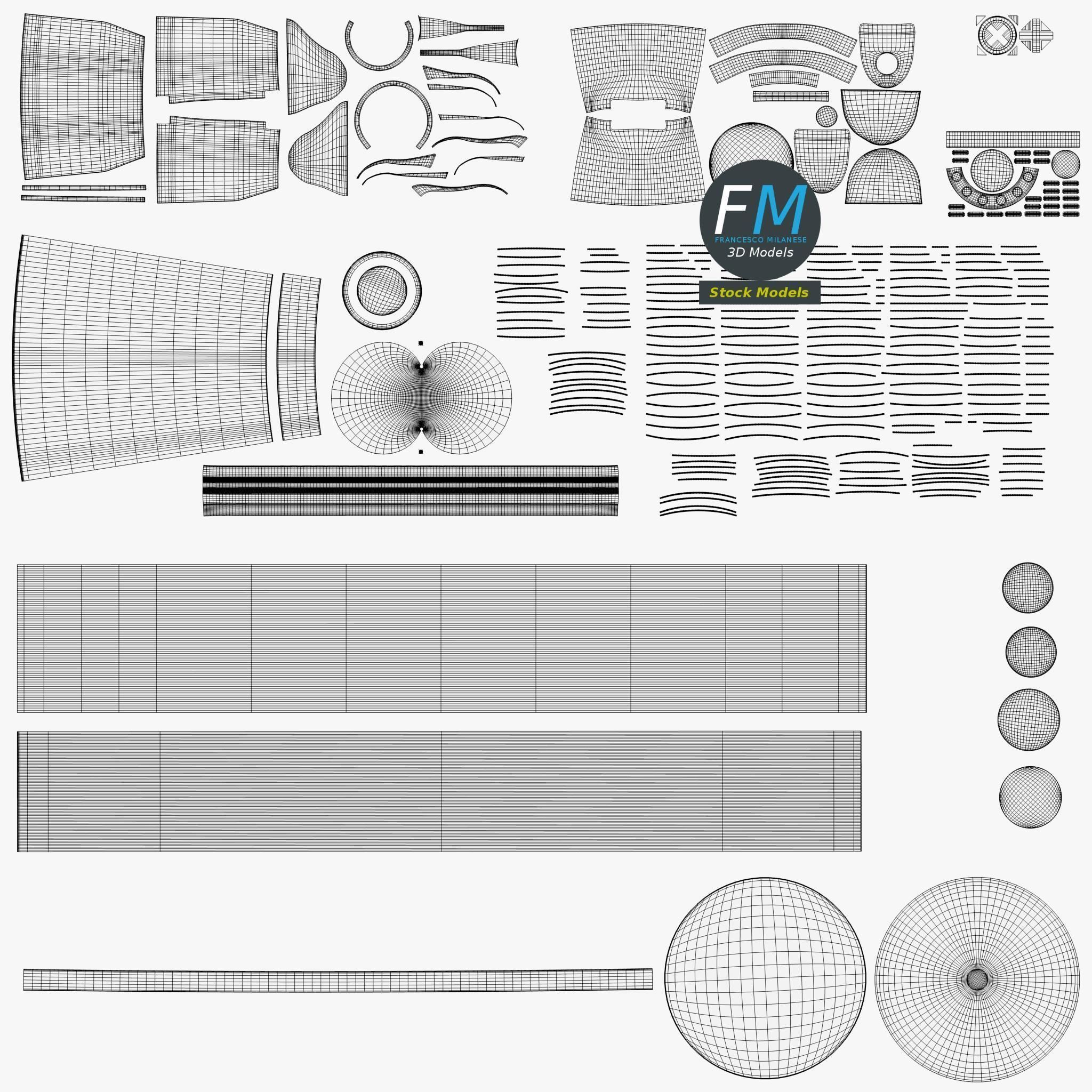 Microphone on stand with round base 3D model_11