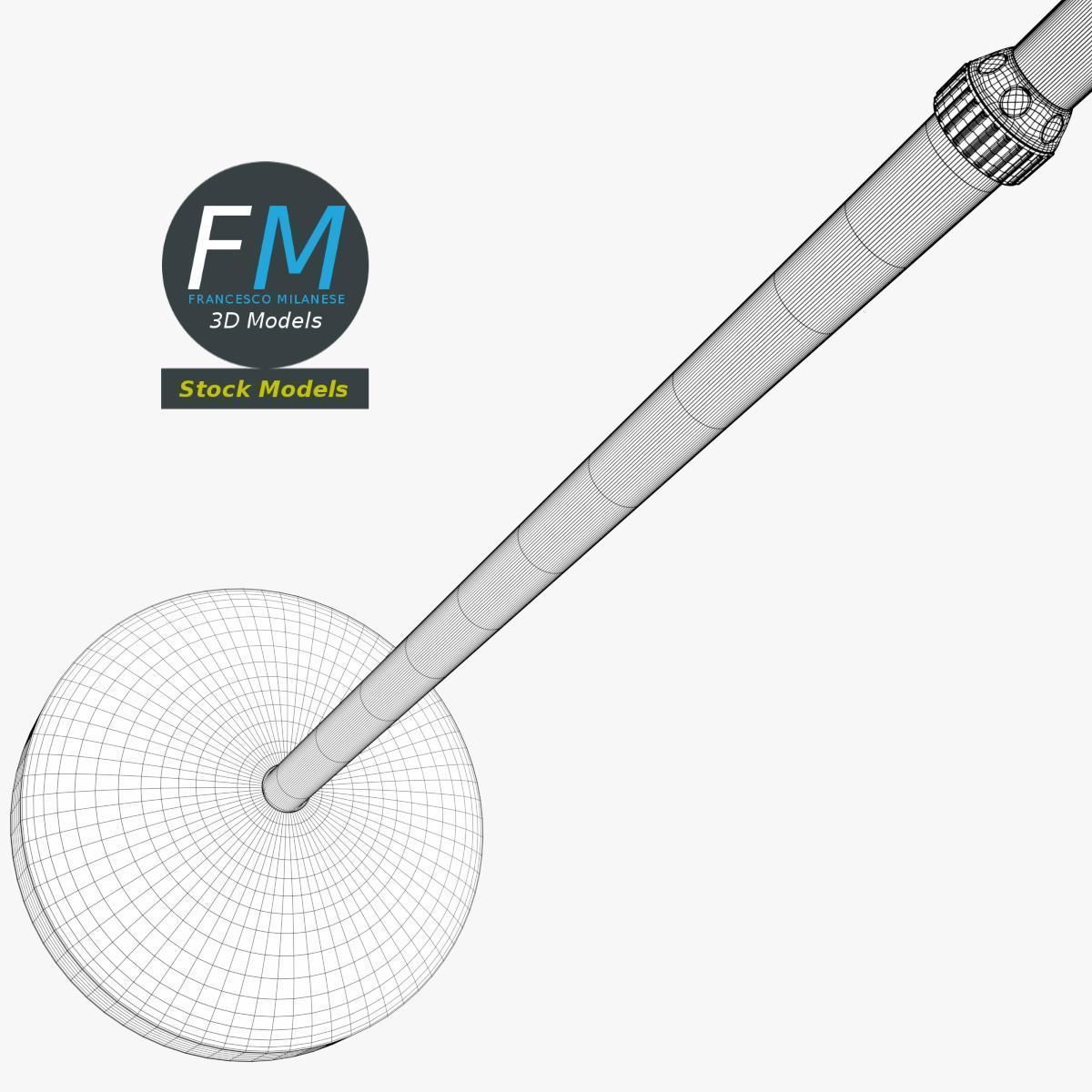 Microphone on stand with round base 3D model_8