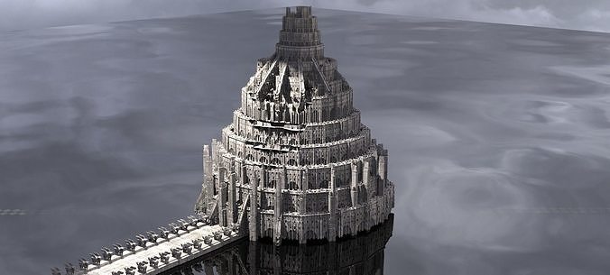 Babylon Tower Sci-Fi version with Towers parts 3D model
