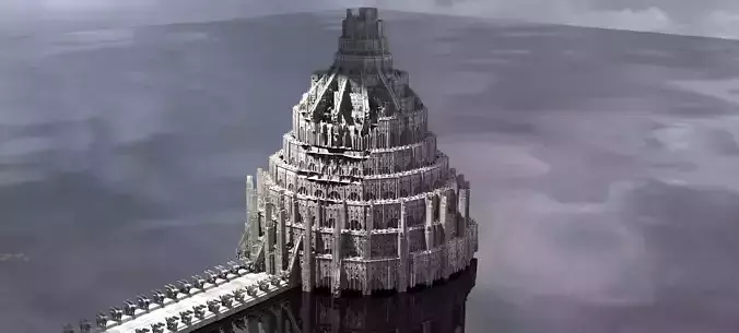 Babylon Tower Sci-Fi version with Towers parts 3D model