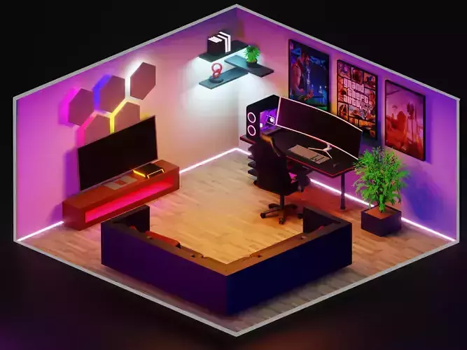 3d model of the gaming room