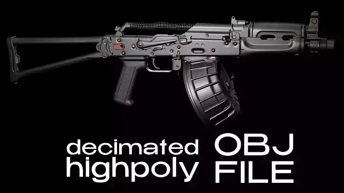 AKS-74U Highpoly Decimated Model 3D model