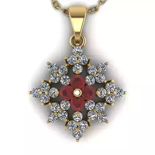 3d-model pendant rose gold with ruby and diamonds