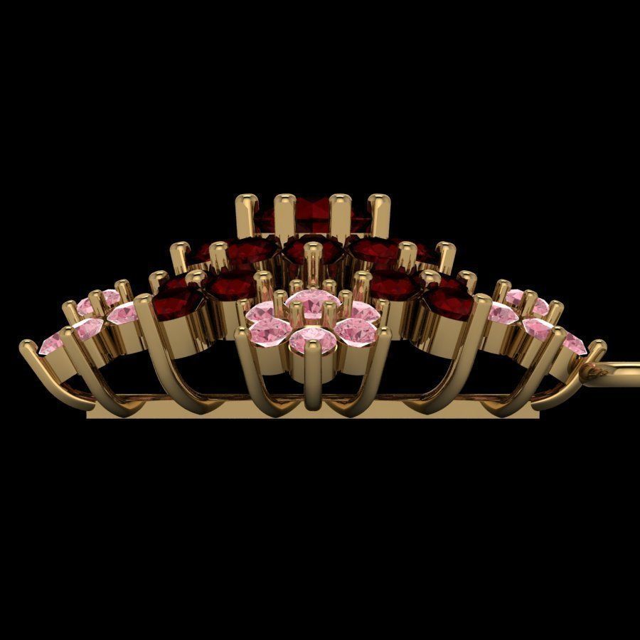 3d-model pendant rose gold with garnet stones 3D print model_7