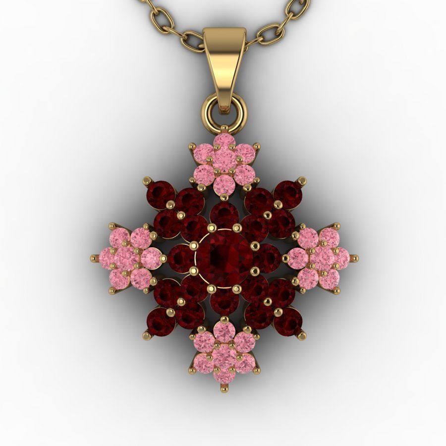 3d-model pendant rose gold with garnet stones 3D print model_6