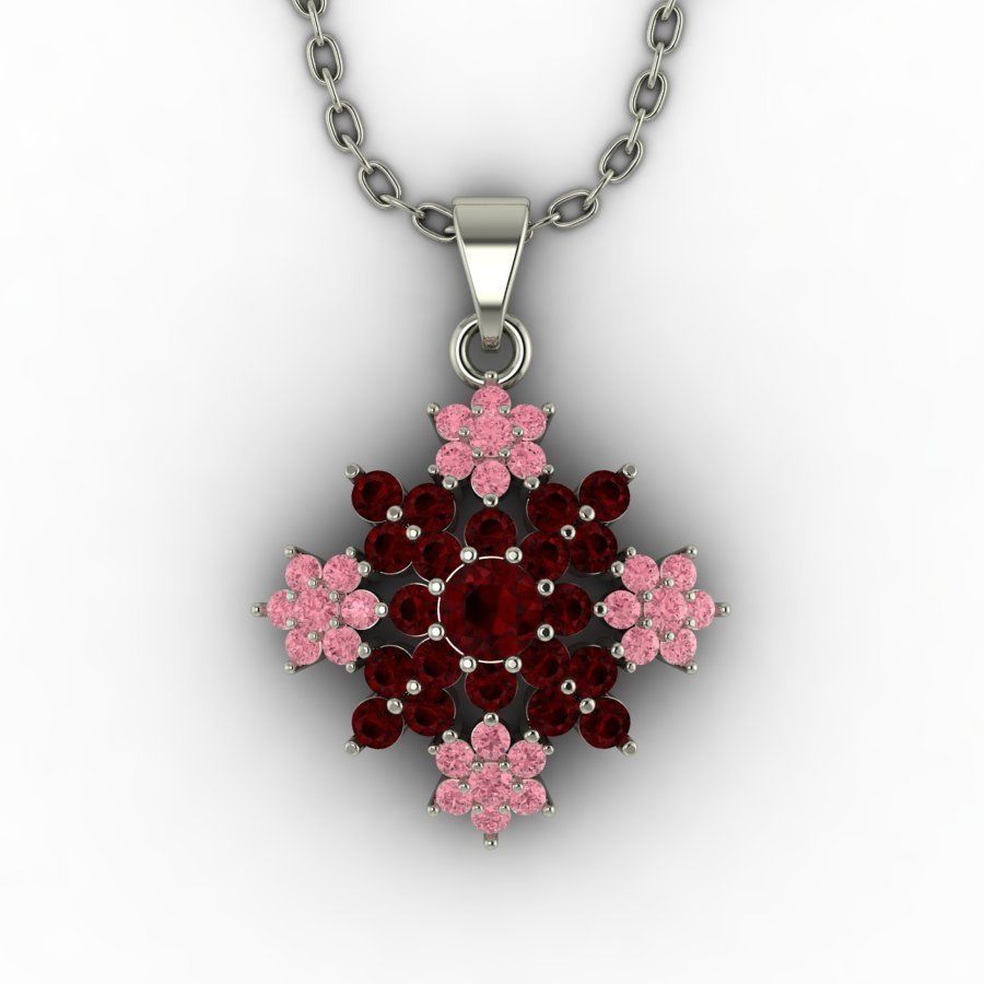 3d-model pendant rose gold with garnet stones 3D print model_1