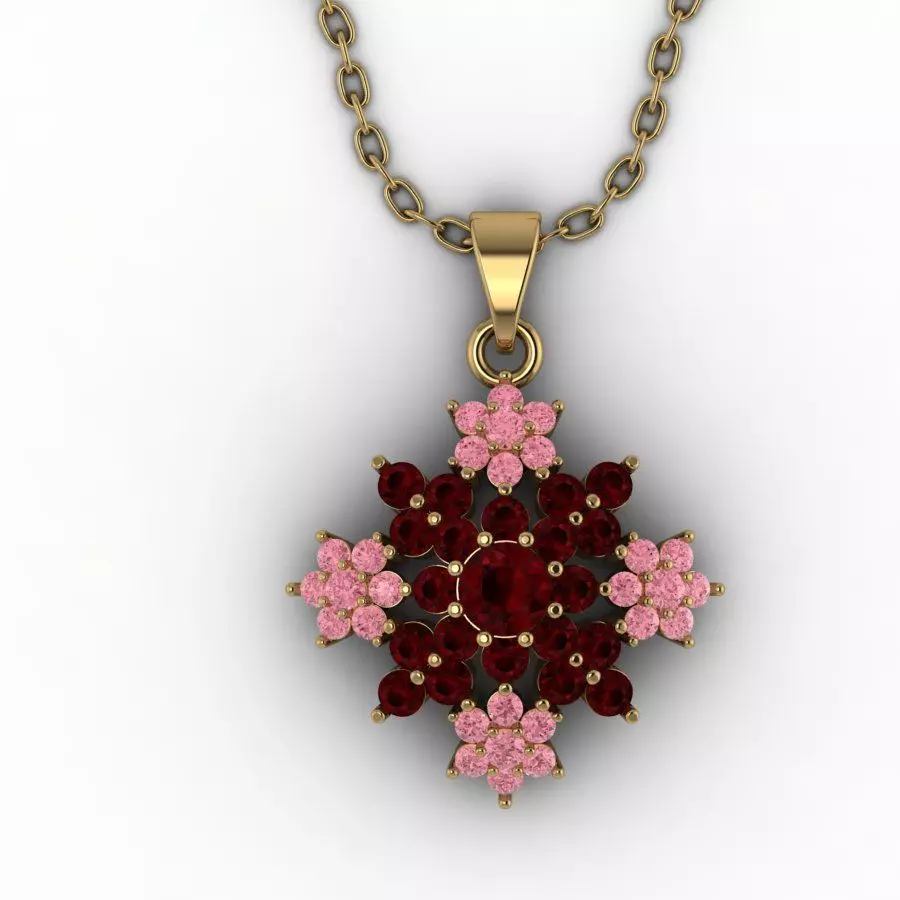3d-model pendant rose gold with garnet stones 3D print model_0