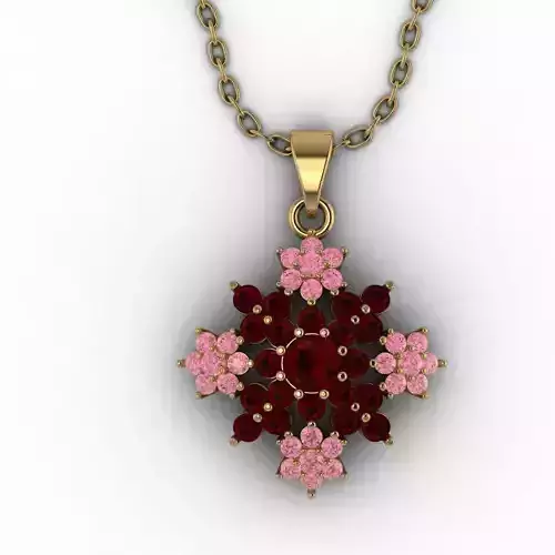 3d-model pendant rose gold with garnet stones