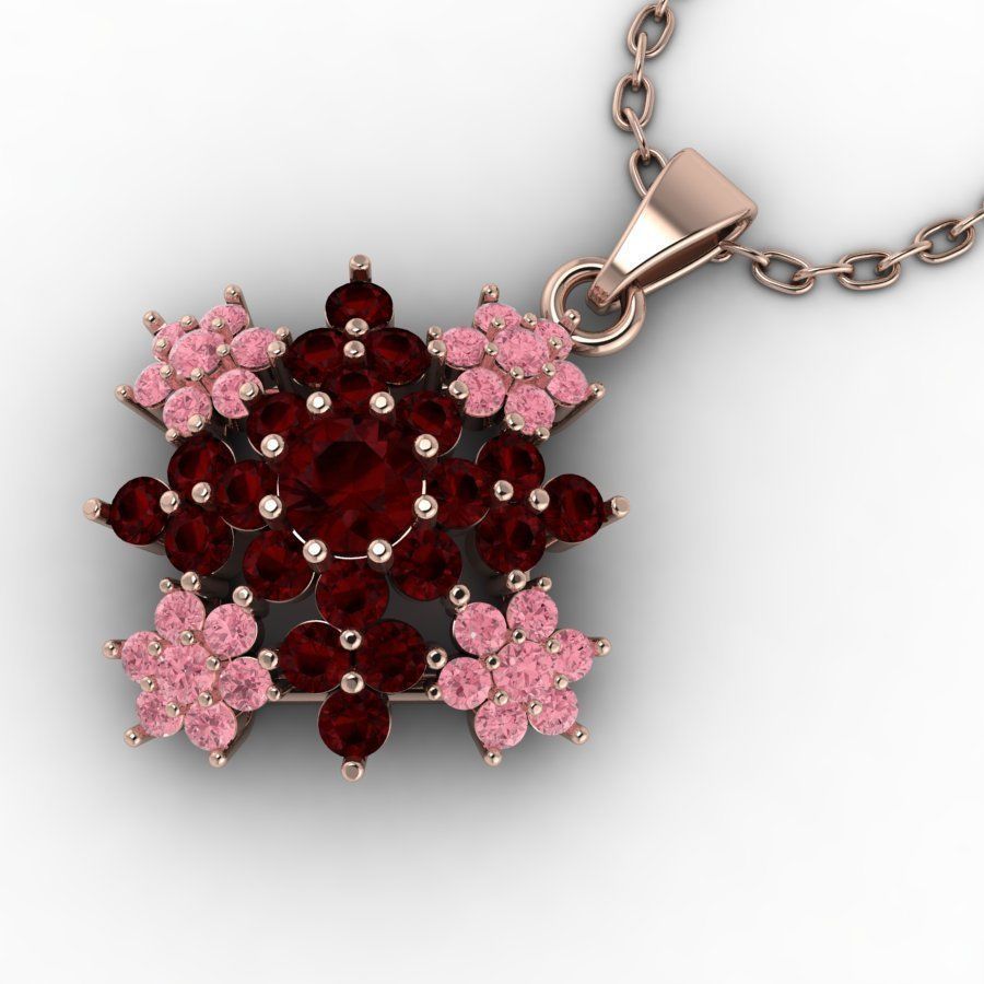 3d-model pendant rose gold with garnet stones 3D print model_3
