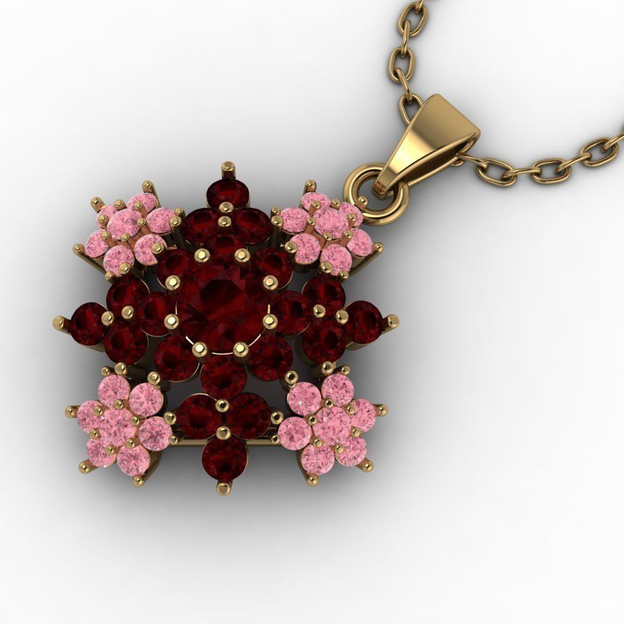3d-model pendant rose gold with garnet stones 3D print model_5