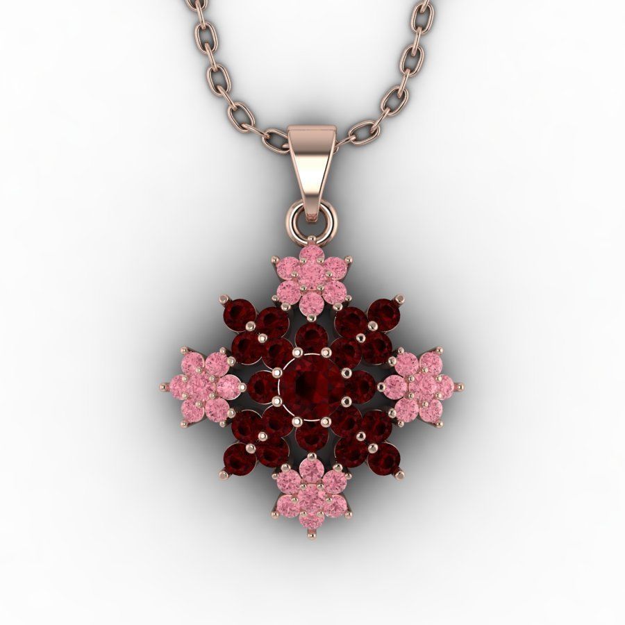 3d-model pendant rose gold with garnet stones 3D print model_2