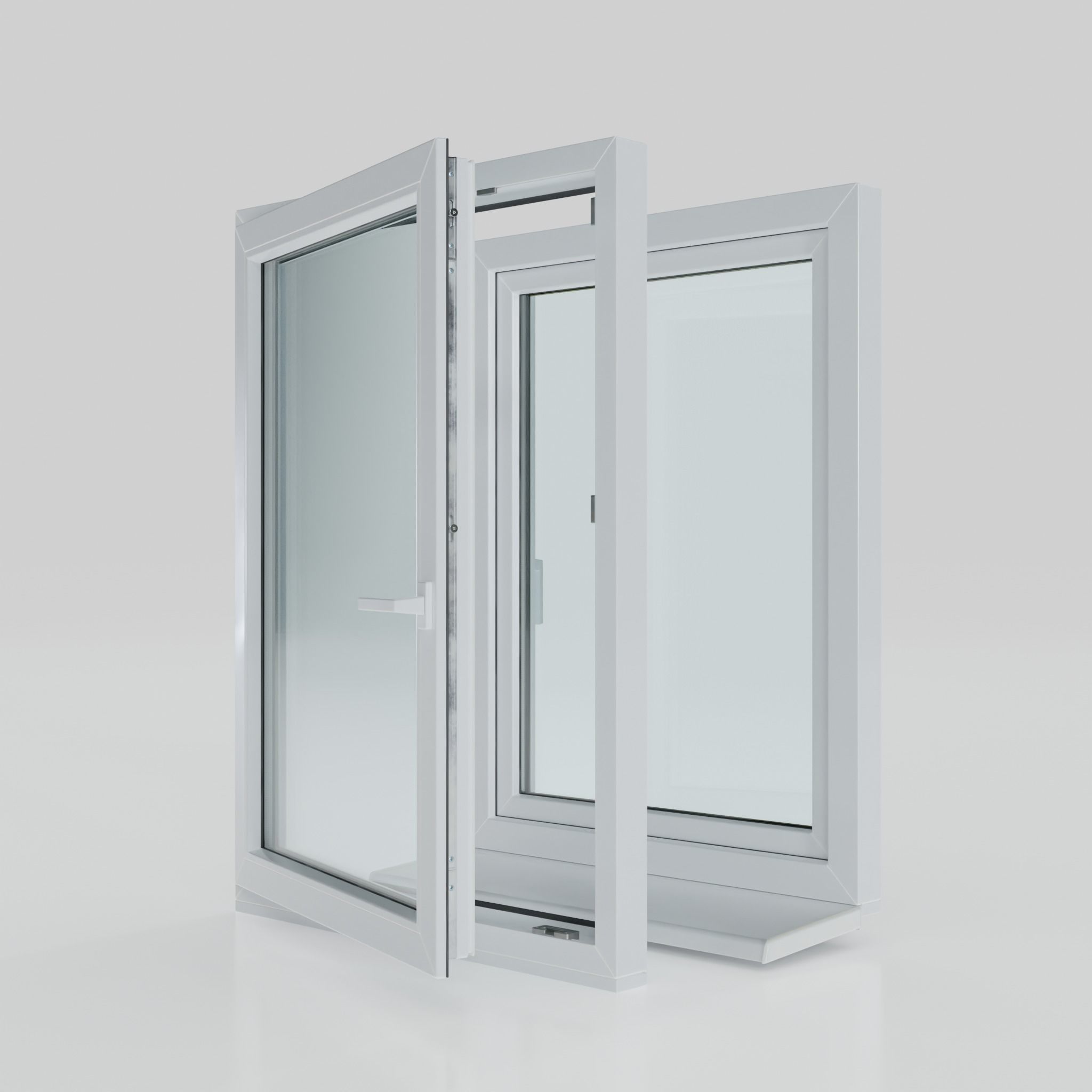 High detailed PVC windows kit for architecture in Blender 3D model_11
