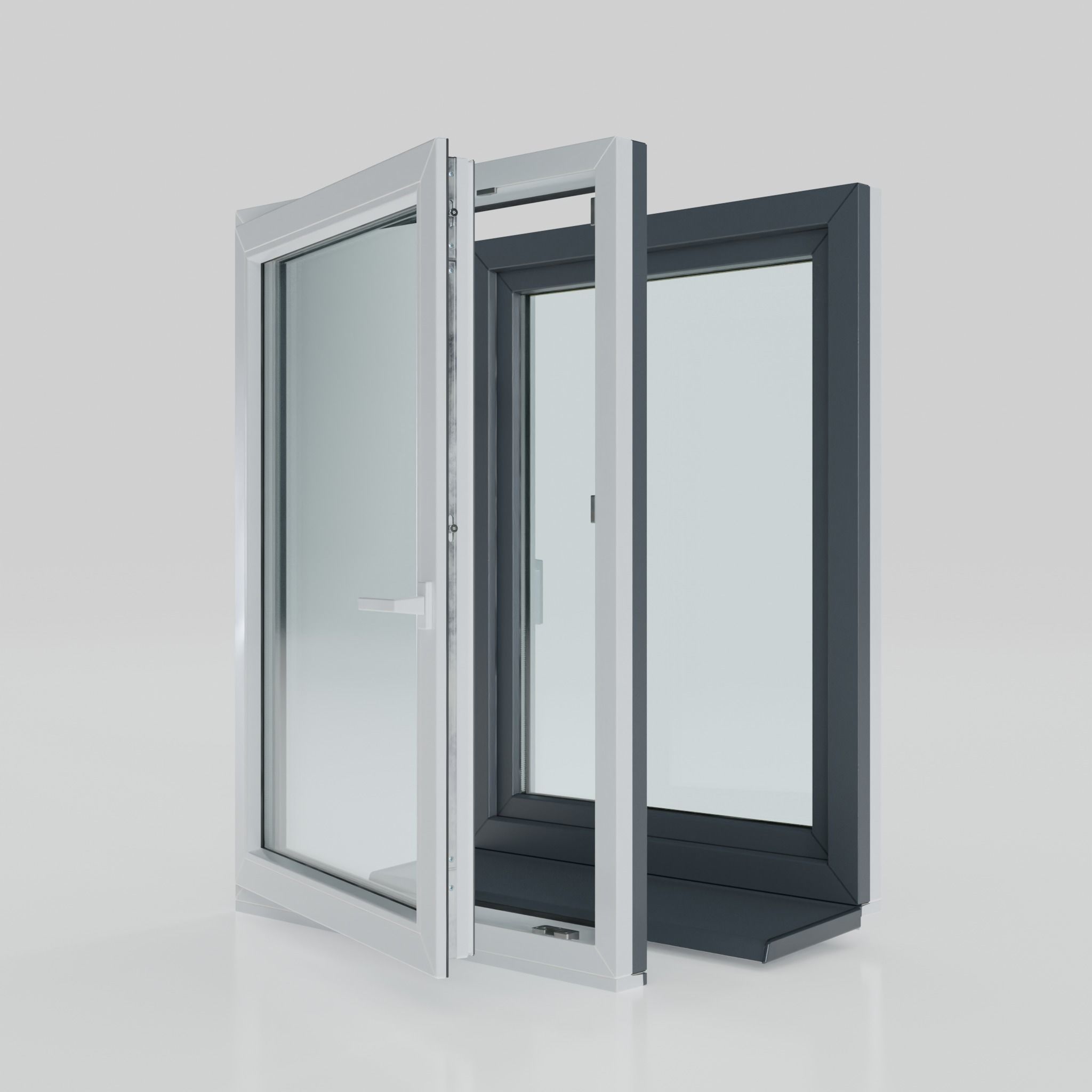 High detailed PVC windows kit for architecture in Blender 3D model_14