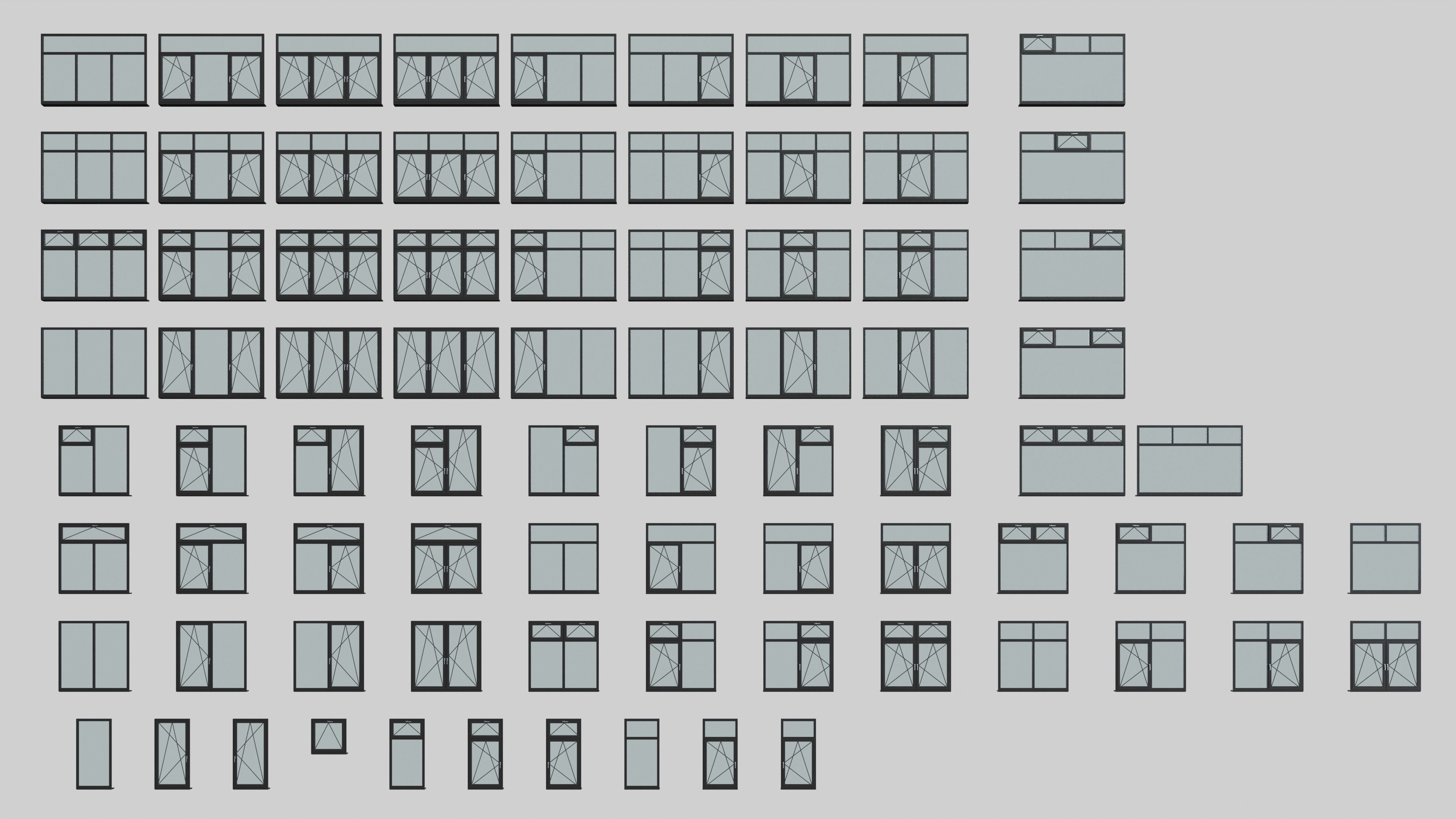 High detailed PVC windows kit for architecture in Blender 3D model_9