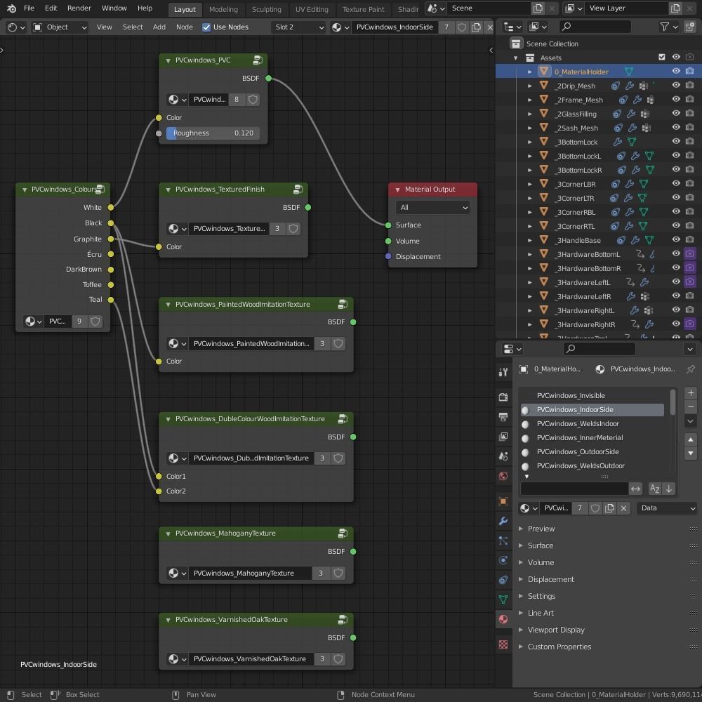 High detailed PVC windows kit for architecture in Blender 3D model_10