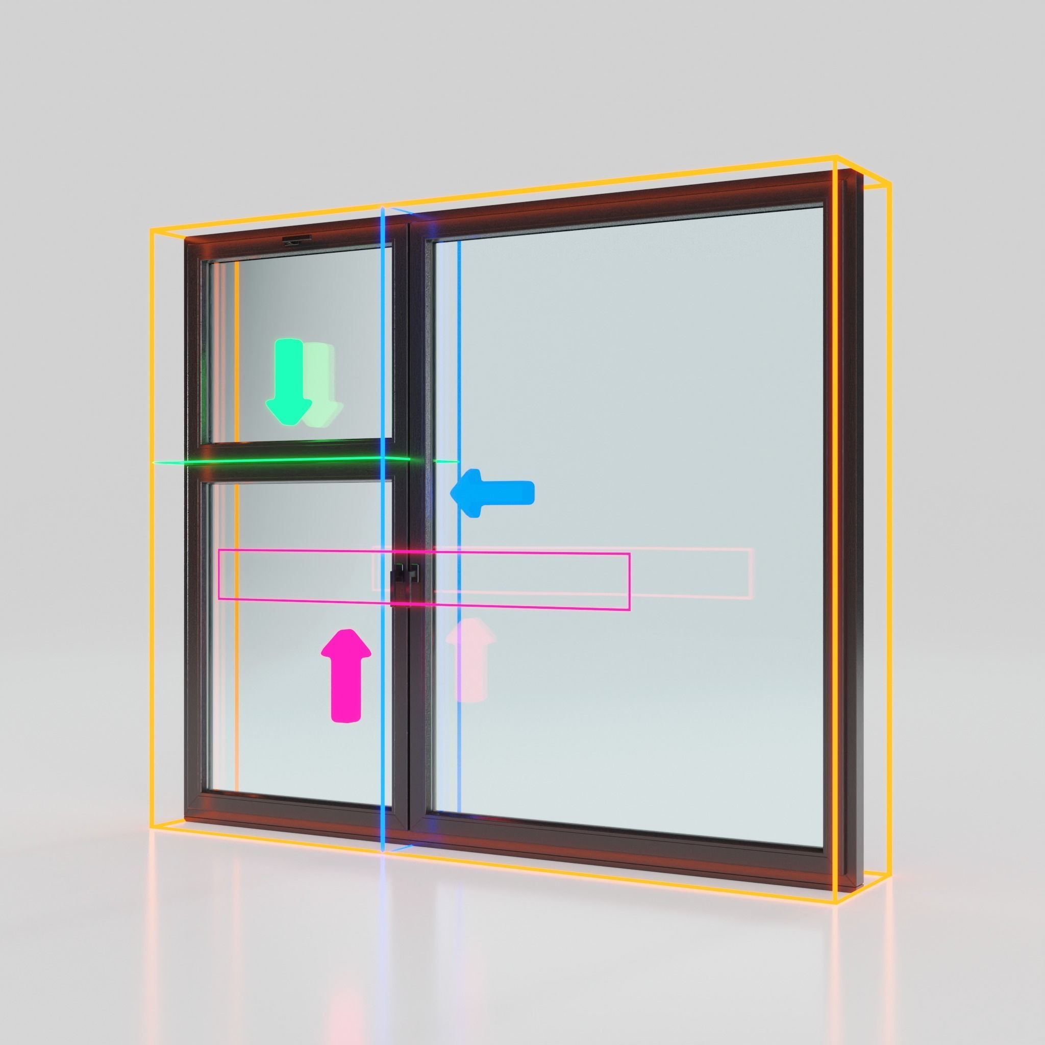 High detailed PVC windows kit for architecture in Blender 3D model_6