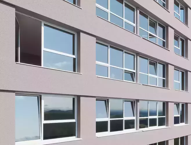 High detailed PVC windows kit for architecture in Blender 3D model